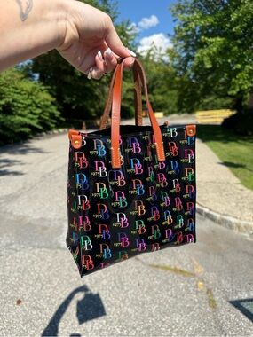 Dooney & Bourke IT Lunch/Shopper Tote in Black & Rainbow Monogram